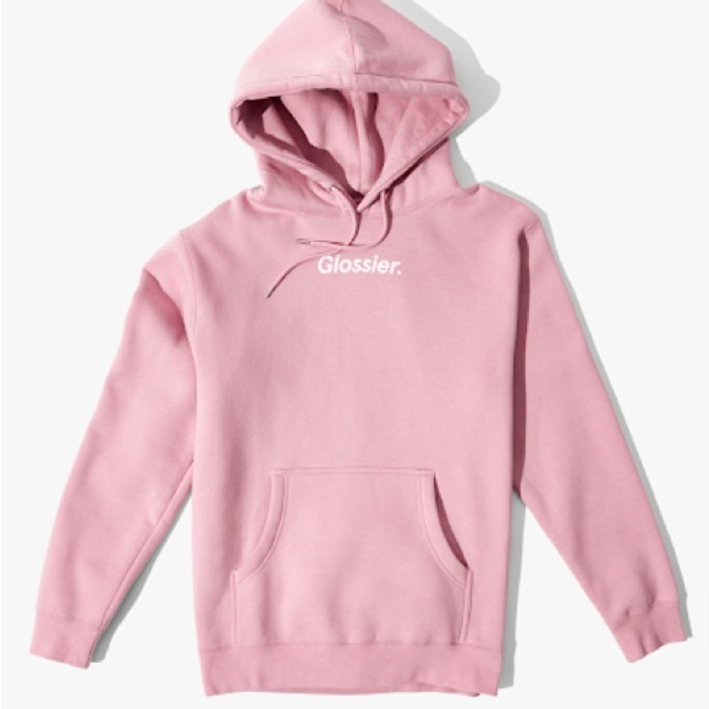 glossier pink hoodie!!